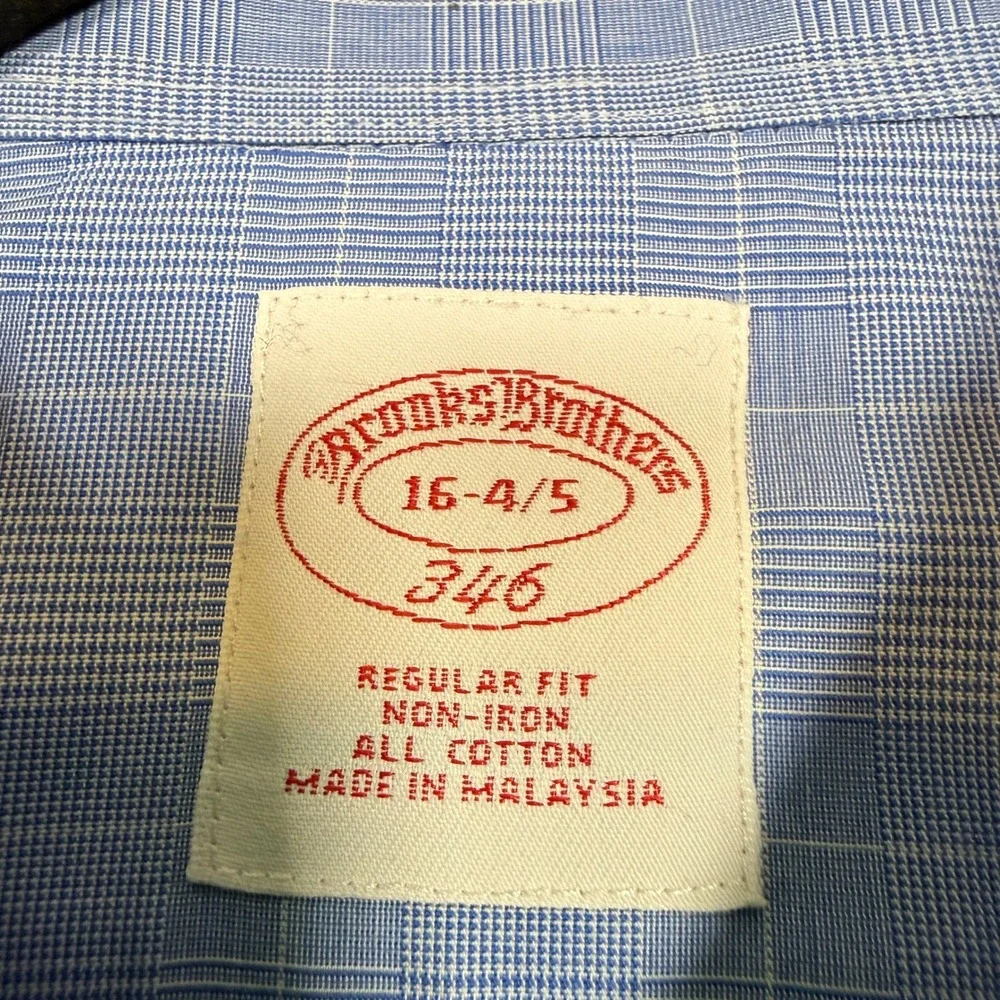 Brooks Brothers Shirt Mens‎ 16-4/5 Blue Button Down Plaid Regular Fit Non Iron